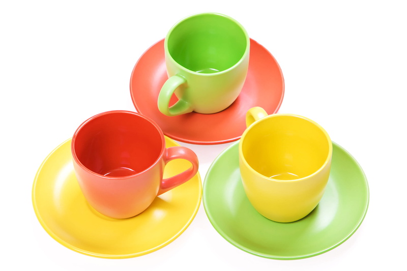 orange, red, cut out, ceramics, white background, food and drink, kitchen, blue, group of objects, cup, yellow, crockery, white, stack, green color, bar