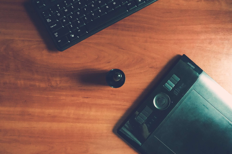 indoors, office, design, computer, smart phone, work, technology, computer equipment, wacom, brown, music, graphic, wood - material, desk, retro styled