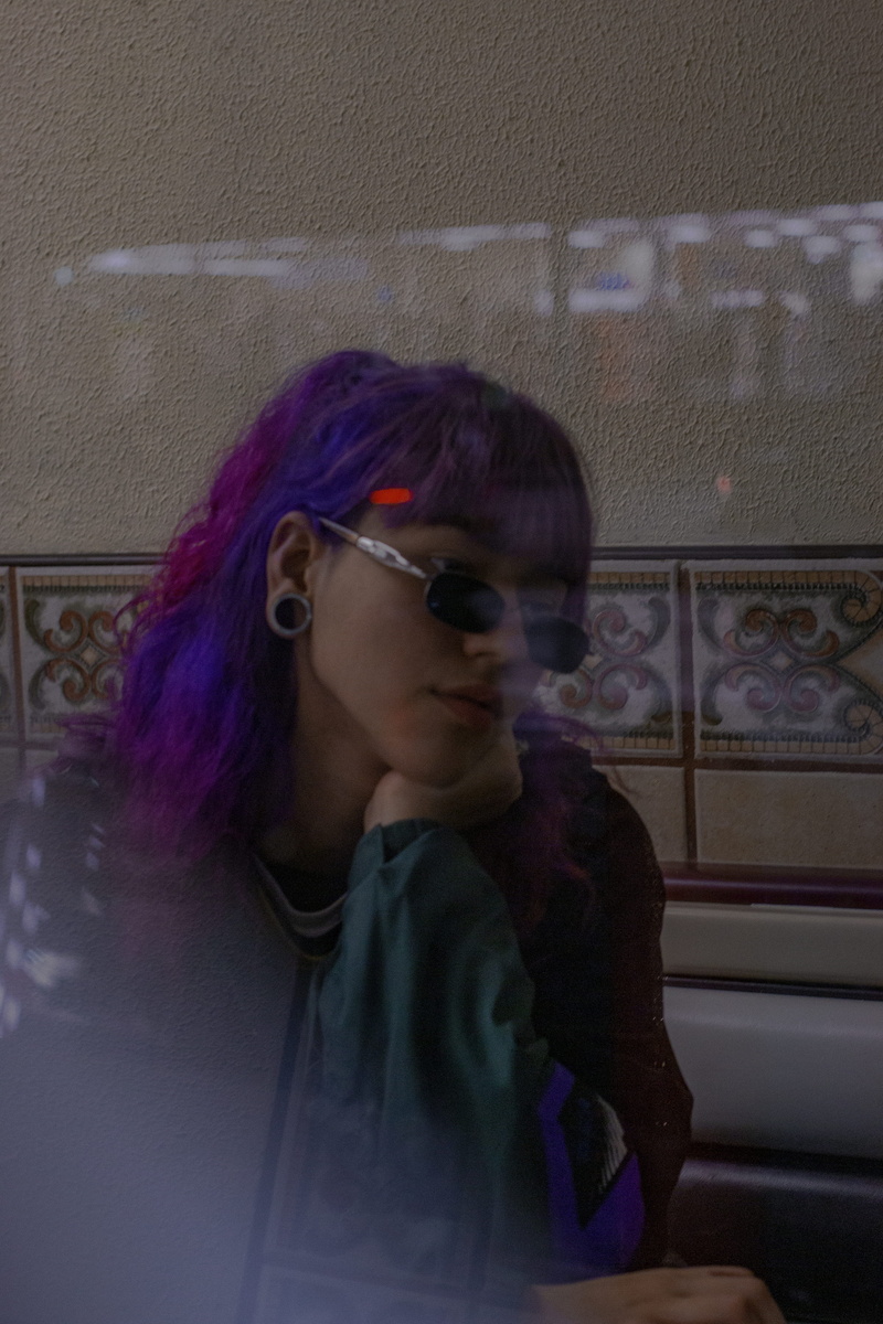 wig, McDonalds, accessory, young women, jacket, scarf, dye, front view, Retro, women, real people, portrait, hair, coat, lifestyles, one person, dyed hair