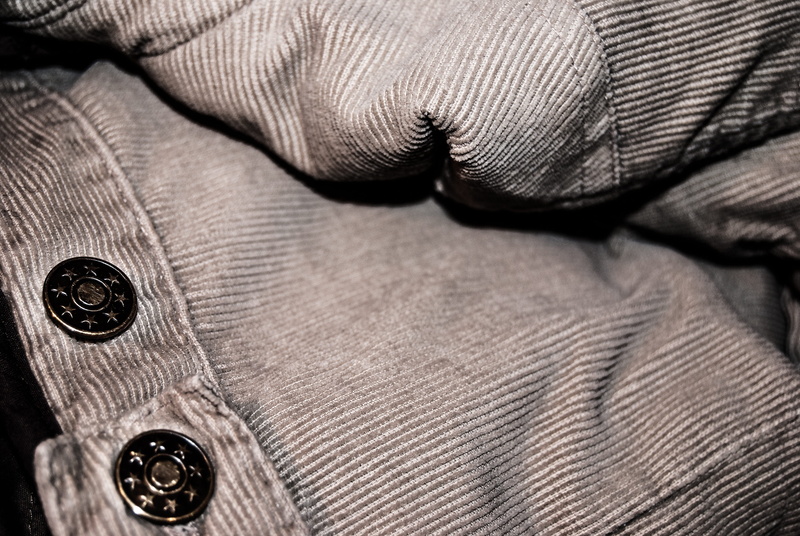 fabric, focus on foreground, design, buttons, beige, clothes, close-up, jacket, clothing, pattern, textured, striped, material, 4K, indoors, brown, corduroy