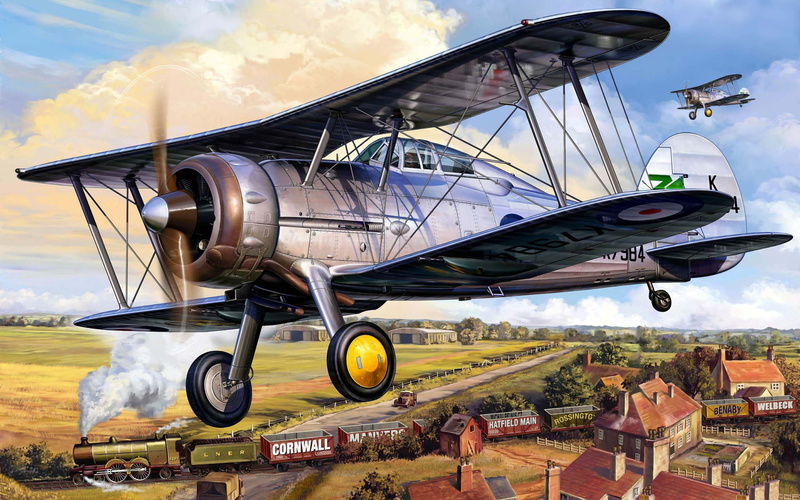 the plane, forces., plane, flying, Royal, was, outdoors, mid-air, gloster, airport, air vehicle, British, aerospace industry, wheel, airplane, Gloster Gladiator Mk. I