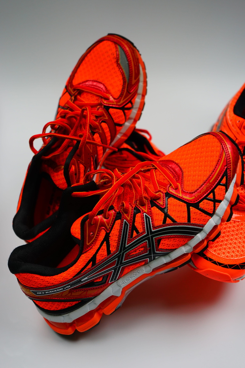 sport, close-up, two objects, shoelace, cut out, shoelaces, textile, striking, sports shoes, shoes, Sneakers, compatibility, pair, neonorange, bright orange
