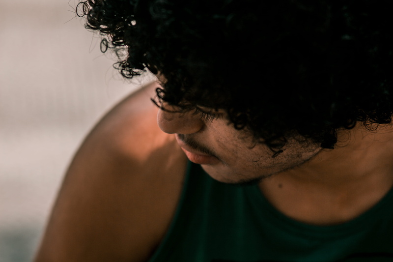 teenager, depression - sadness, selective, cool, men, closeup, top, dark, style, vibe, nose, black hair, sadness, person, portrait, hair, curly hair, focus