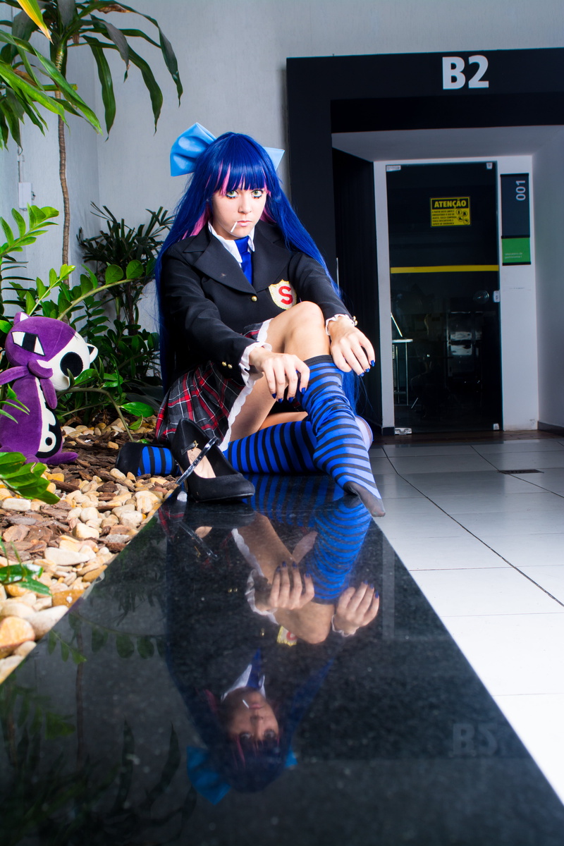 dyed hair, women, cosplay, Stocking (PSG), 5K, Panty and Stocking with Garterbelt, blue hair