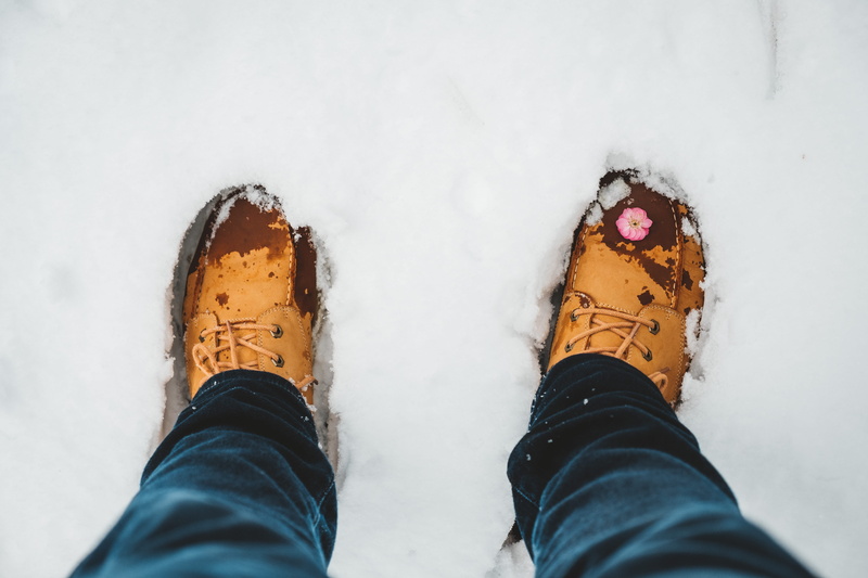 personal perspective, 5K, brown, frost, ski boot, winter, suede, apparel, body part, one person, human body part, day, boot, real people, shoes, lifestyles