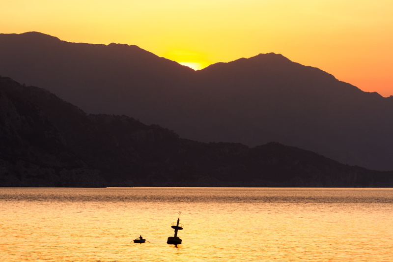 fischer, sun, outdoors, animal wildlife, morning light, sky, scenics - nature, muğla, turunç, sunset, silhouette, 1080P, skies, morgenstimmung, bird, fish
