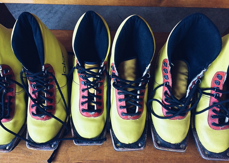 old, pair, shoe, indoors, high angle view, side by side, worn, menswear, variation, collection, multi colored, arrangement, ski, equipment, in a row, large group of objects