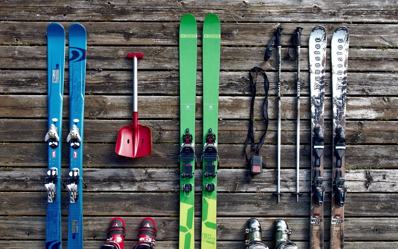 equipment backgrounds, Background Ultra HD 4K, skis, boots, 4K