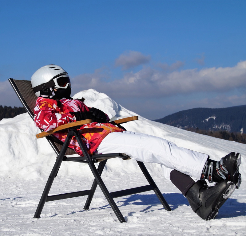 cold temperature, chair, white color, helmet, winter, mountain range, resting, sport, rest, relax, outdoors, mountains, cloud - sky, boots, ski helmet
