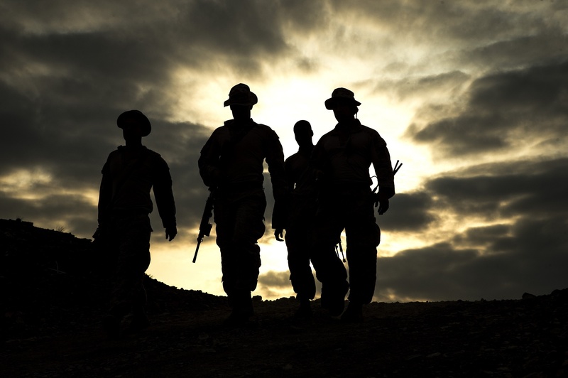 effort, armed forces, training, carrying, real people, weapons, standing, cloud - sky, soldiers, 1080P, walking, men, hiking, people, man, drills, group of people