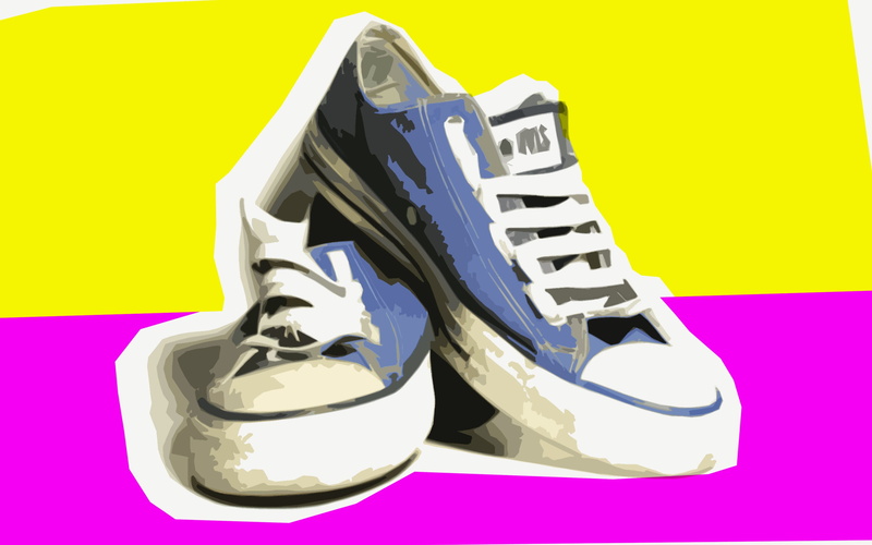 exercising, business, people, pop art, sport, bright colors, fashion, colored background, rubber, yellow, sports shoe, paint, studio shot, blue, man shoes