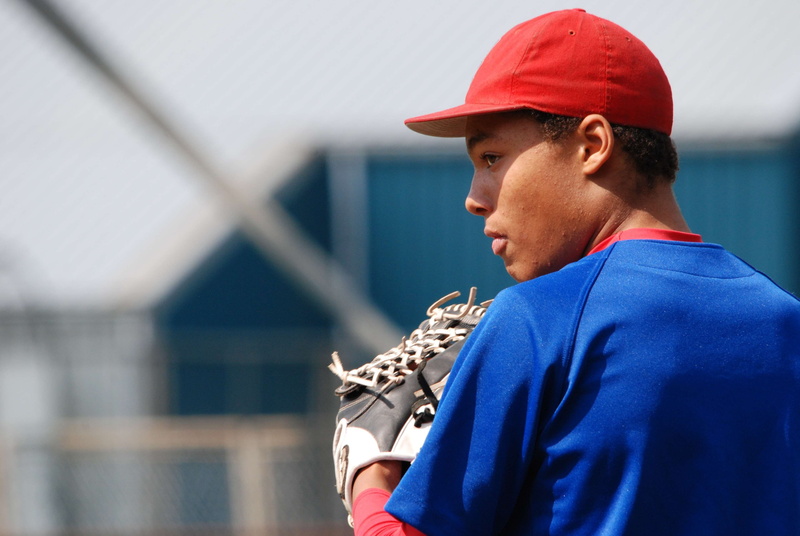 sport, standing, men, pitcher, jersey, lifestyles, man, leisure, cap, glove, boy, baseball player, sports, professional, side view, player, day, profile view