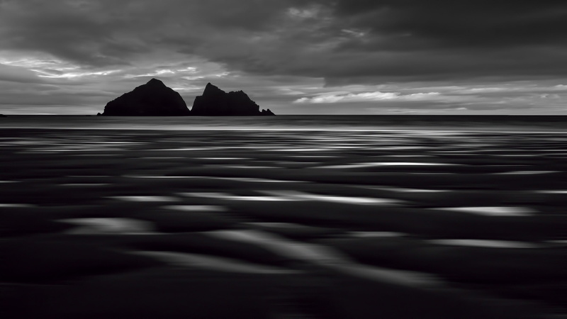 island, surrounded, hd, nature, 2K, painting, bw, grayscale, sea, landscape