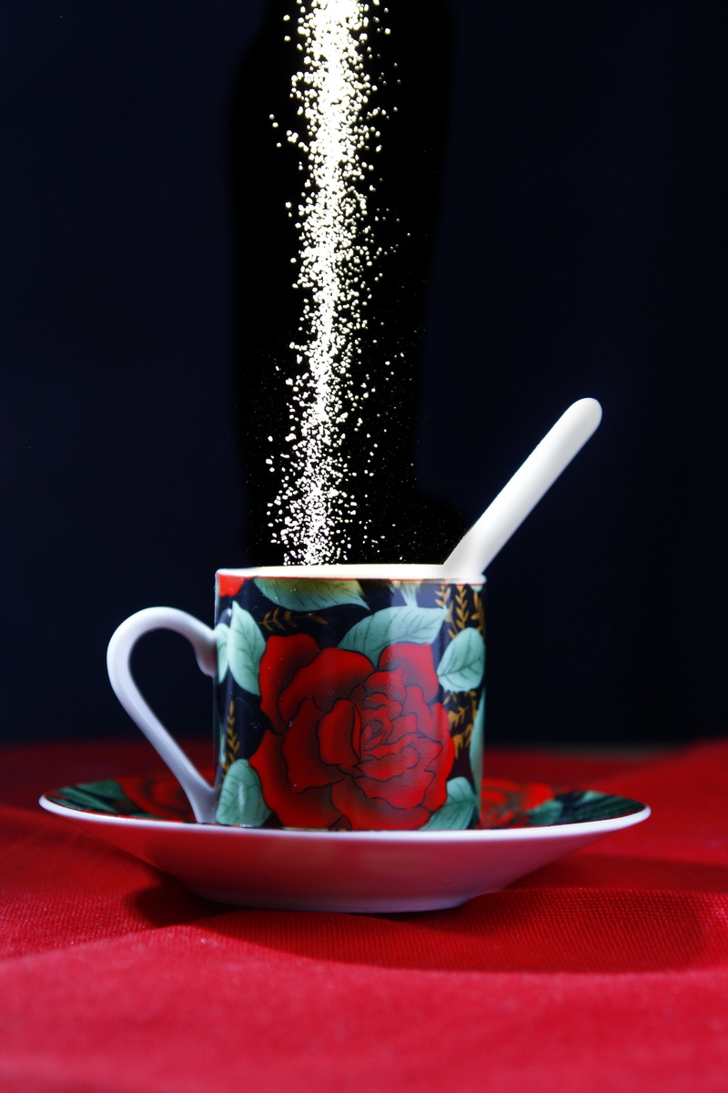 ceramic, red, close-up, cutlery, tee, spoon, food and drink, color, saucer, still life, sugar, kitchen utensil, sweeteners, treat, colored background, food