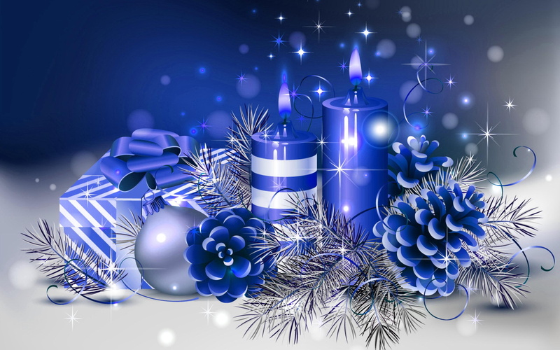 snowflakes, mood, beautiful, christmas, nice, 2K, flame, cone, balls, pret, blue, lovely, new year, decoration
