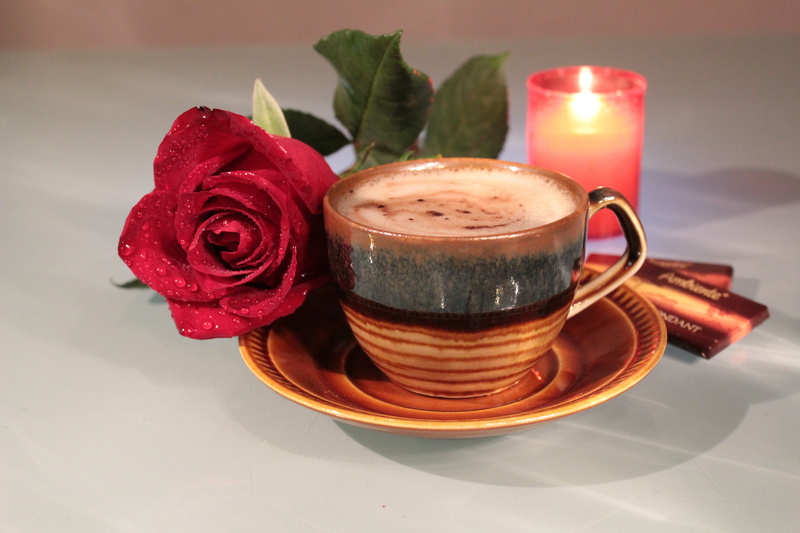 tea light, brown, drink, rose, food and drink, no people, flowering plant, flower, mug, coffee cup, freshness, refreshment, candle, red, crockery, near