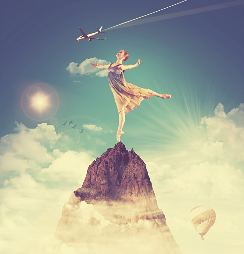 lens flare, 2K, sky, cloud, flay, sunlight, digital composite, style, manipulation, outdoors, day, girl, beauty in nature, cloud - sky, mid-air, animal themes