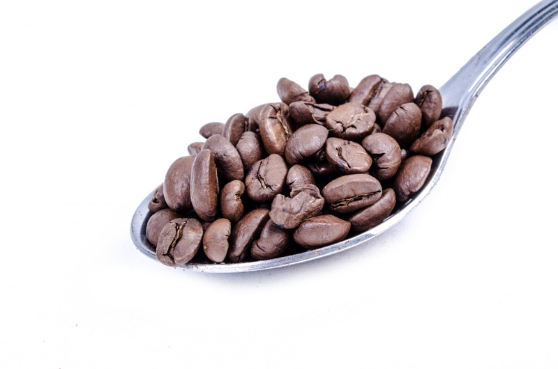 bean, brown, spoonful, shiny, small, powder, dust, silver, freshness, beans, silverware, instant, black Color, copy space, food, background, metal, roasted