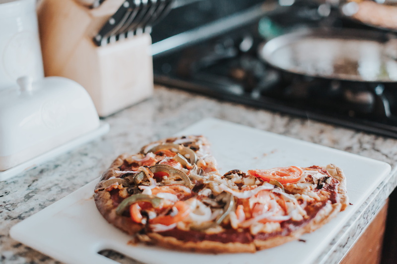 person, selective focus, domestic room, white, kitchen, human, home, homecooking, fork, indoors, preparing food, food and drink, stove, chopping, lasagna
