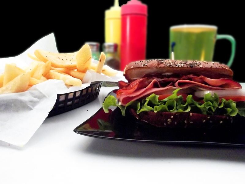 Snack, freshness, ready-to-eat, indulgence, food and drink, fast food, cheeseburger, black background, prepared potato, tray, hamburger, vegetable, 2K