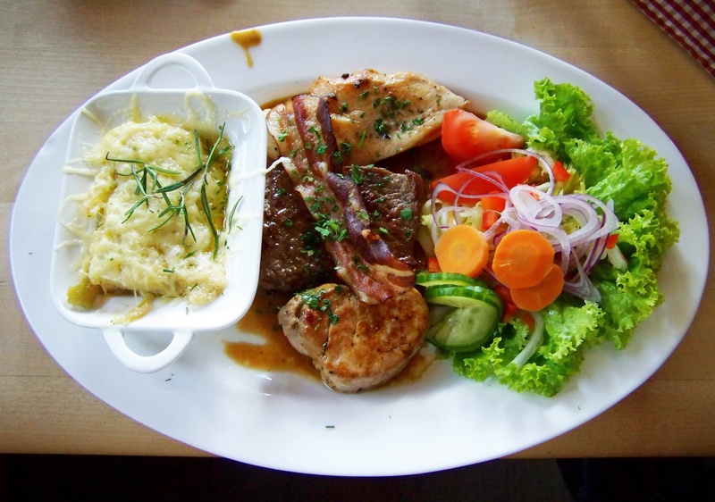 dinner, no people, plate, meal, healthy eating, food and drink, close-up, directly above, freshness, ready-to-eat, temptation, vegetable, meat dish, salad