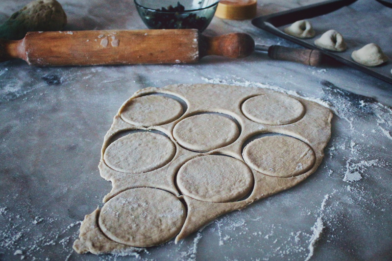 no people, shape, near, still life, rolling pin, dough, brown, table, pastry, cookie, rolling, metal, wood - material, food, fortune cookie, high angle view