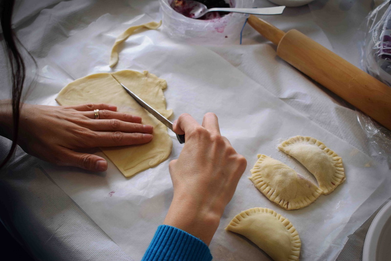 person, food, 5K, domestic room, flour, holding, cooking, rolling pin, human hand, one person, dough, woman, human body part, flat lay, dumplings, adult