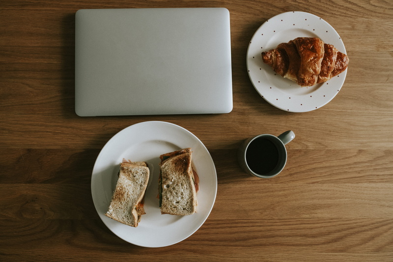 indulgence, no people, meal, tasty, breakfast, snack, wooden, coffee, wood - material, table, coffee - drink, mug, laptop, wood, toasted, ready-to-eat