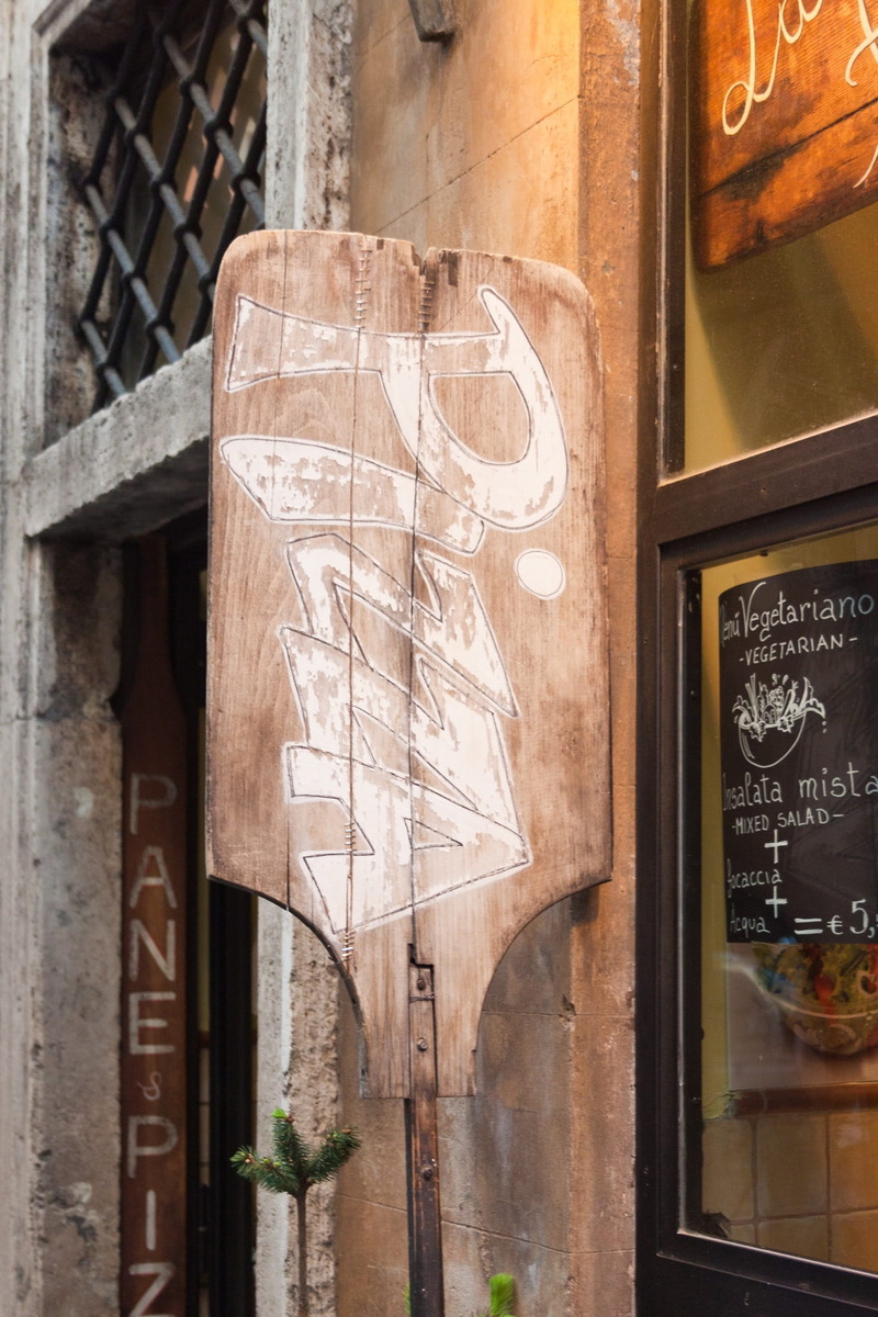 Music, architecture, Italian, wood fired pizzas, delicious, lunch, bake your own, advertising, non-western script, reflection, text, glass - material, building exterior
