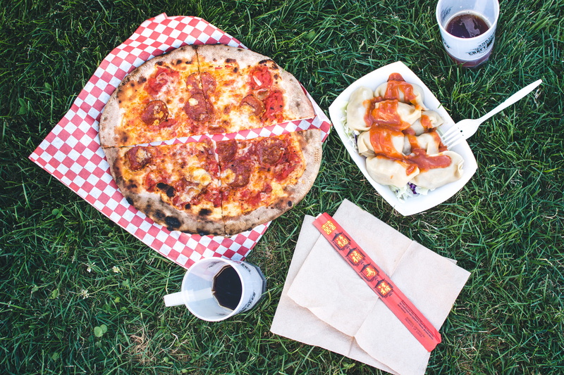ready-to-eat, meat, high angle view, top view, healthy eating, indulgence, Korean, still life, homemade, no people, red, field, snack, dumplings, Pizza