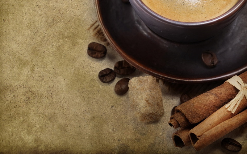 beans, cinnamon, sticks, close-up, heat - Temperature, snack, coffee, morning, roasted, scented, sugar, high angle view, copy space, food and drink, still life