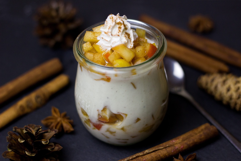 5K, baked apple, food, white desert, delicious, vitamins, vanilla flavor, sticks, dairy product, glass, benefit from, whipped cream, sugar, winter, close-up