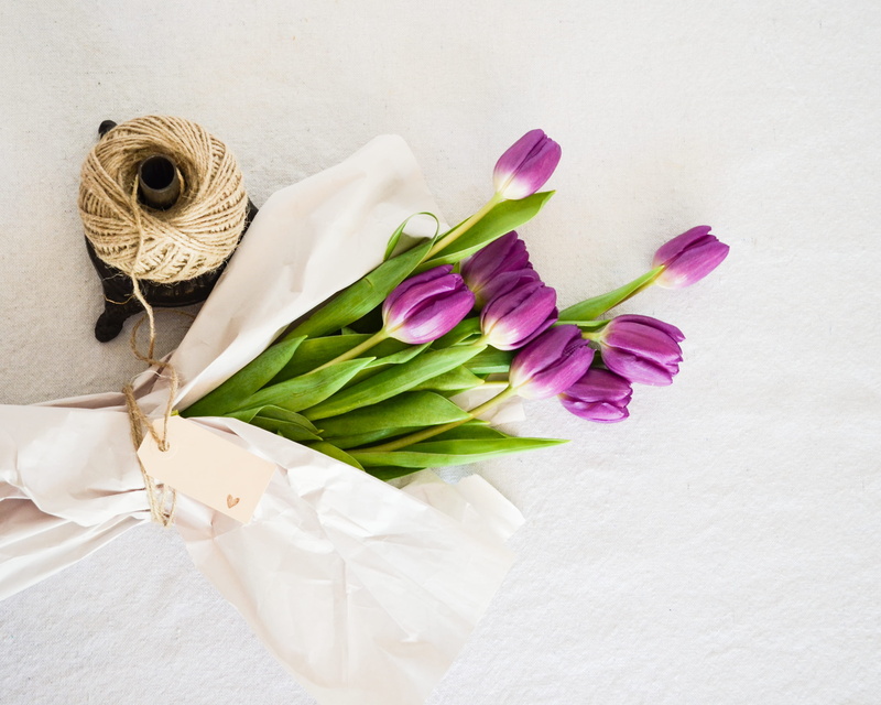 purple, inflorescence, bunch of flowers, tulips, high angle view, nature, flowering plant, paper, flower, freshness, rope, bouquet, decoration, topdown