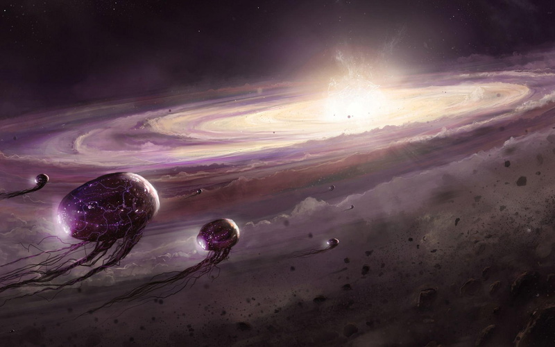 star, 1080P, fantasy, approaching, 1920x1200, light, spaceship, solar, alien, andromeda, system, illustration, spaceships