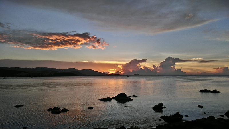 dusk, scenics - nature, land, rock - object, summer, coastline, sunlight, sun, cloud - Sky, nature, Thailand, solid, reflection, Koh Samui, tranquility