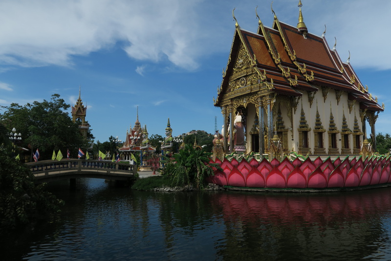 architecture, travel destinations, built structure, koh samui, sky, building exterior, religion, 5K, waterfront, spirituality, river, nature, water, spire