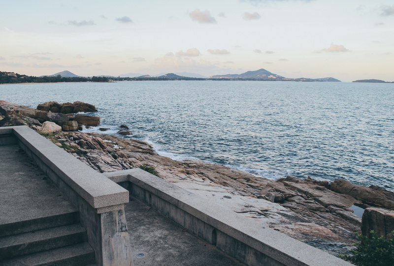 4K, tranquility, away, beach promenade, rock - object, water, strandweg, idyllic, sky, south east asia, groyne, nature, no people, non-urban scene, horizon