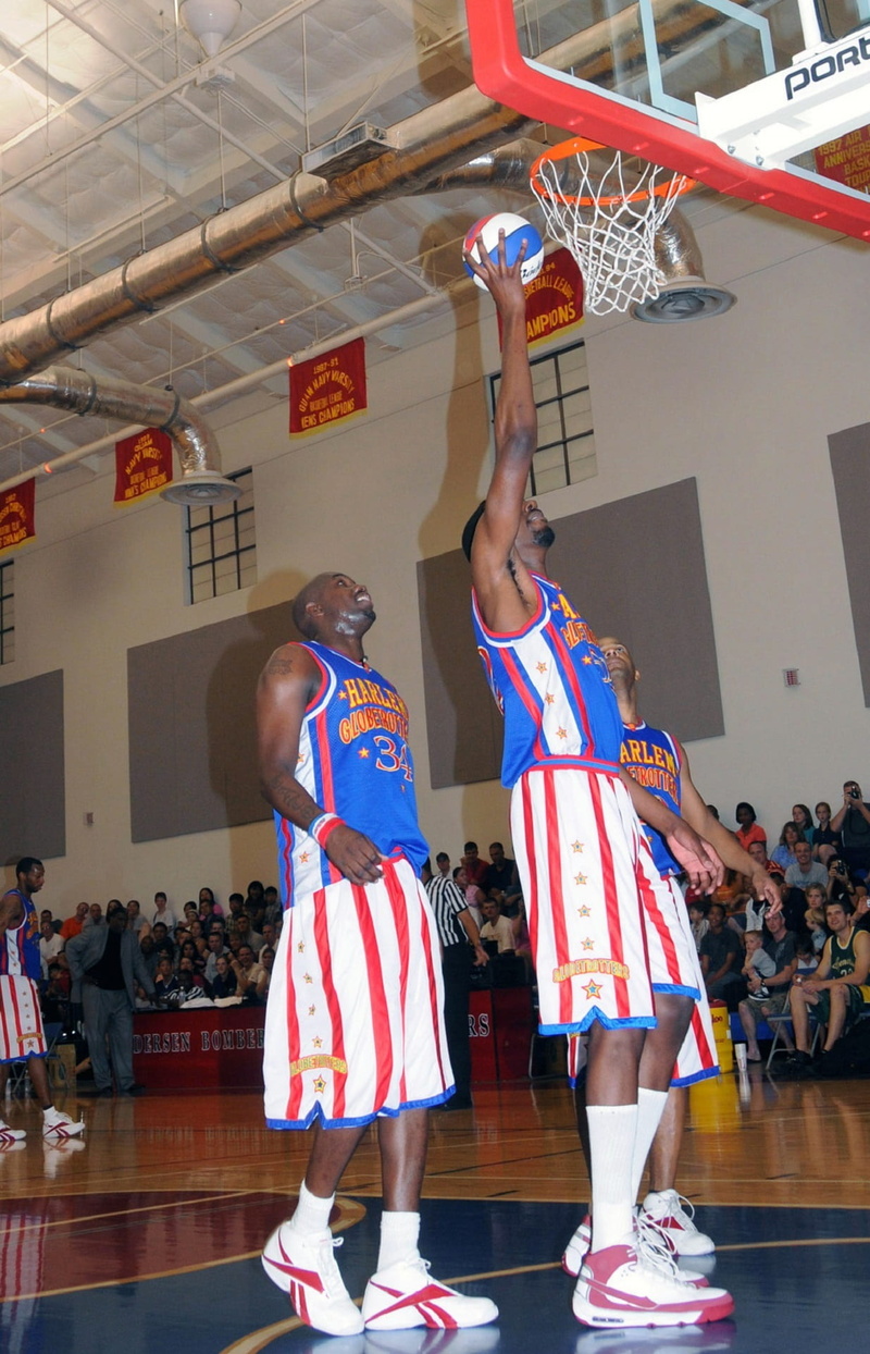 exhibition, 1080P, arms raised, sport, performance, hoop, basketball - sport, basketball, net, full length, indoors, tall, basketball uniform, rear view