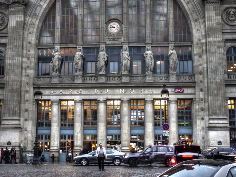 building, day, north station, motion, car, famous Place, people, man, no people, travel destinations, land vehicle, gray, 4K, built Structure, railway station