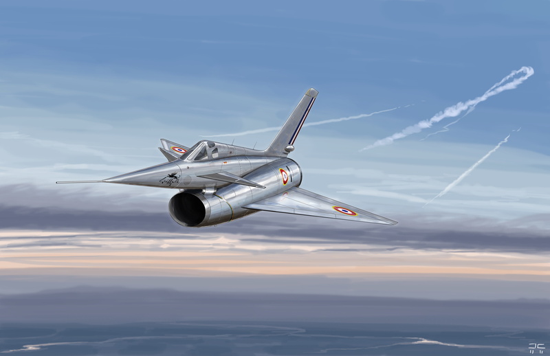 French, experimental, figure, single, the sky, Nord 1500 Griffon, 2K, art, fighter - signalen with a Delta wing, " tailless"