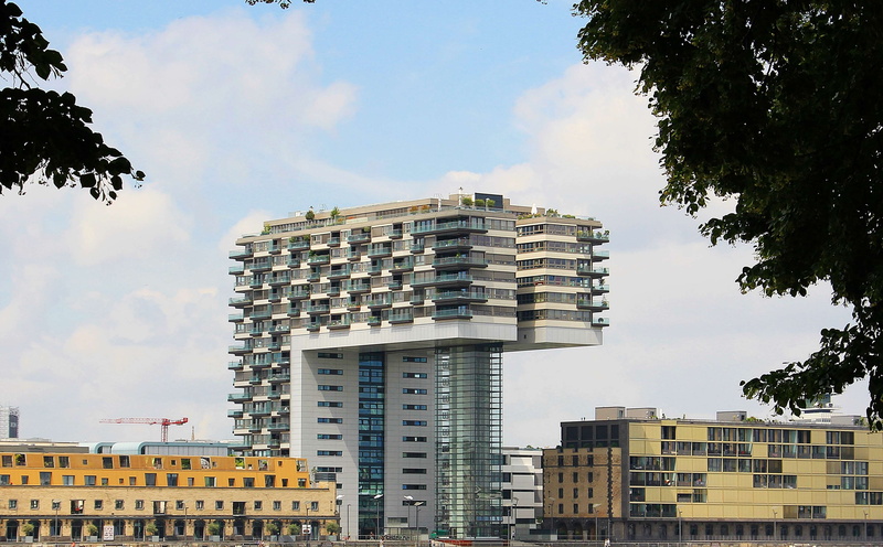 office, kranhaus nord, building exterior, nature, built structure, cloud - sky, office building exterior, office building, daylight, crane house, tree
