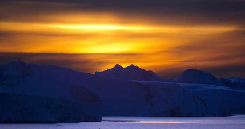 1080P, Sunset, Ilulissat Icefjord, Greenland