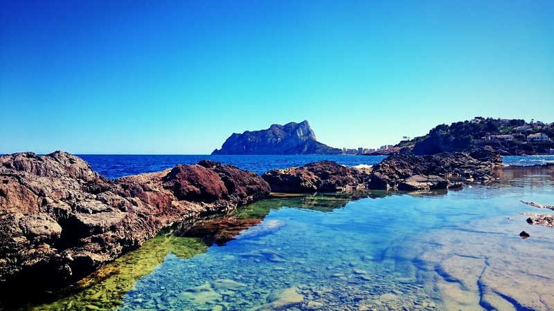 beach, coast, blue, beauty in nature, postkartenmotiv, sea, outdoors, horizon over water, day, balearic islands, nature, calpe, 1080P, clear sky, scenics - nature