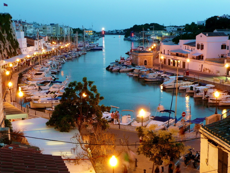 spain, houses, ciutadella, 1080P, balearic, boats, islands, rivers