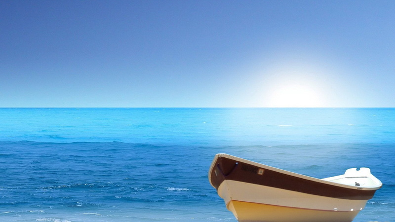 sunlight, horizon over water, beauty in nature, sunny, clear sky, 1080P, day, water, passenger craft, rowboat, sea, tranquility, horizon, scenics - nature
