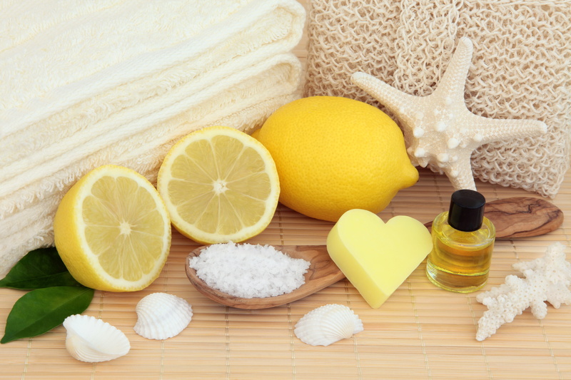 lemon, bath, soap, seashells, spa, starfish, shell, still life, 4K, candle, oil, salt