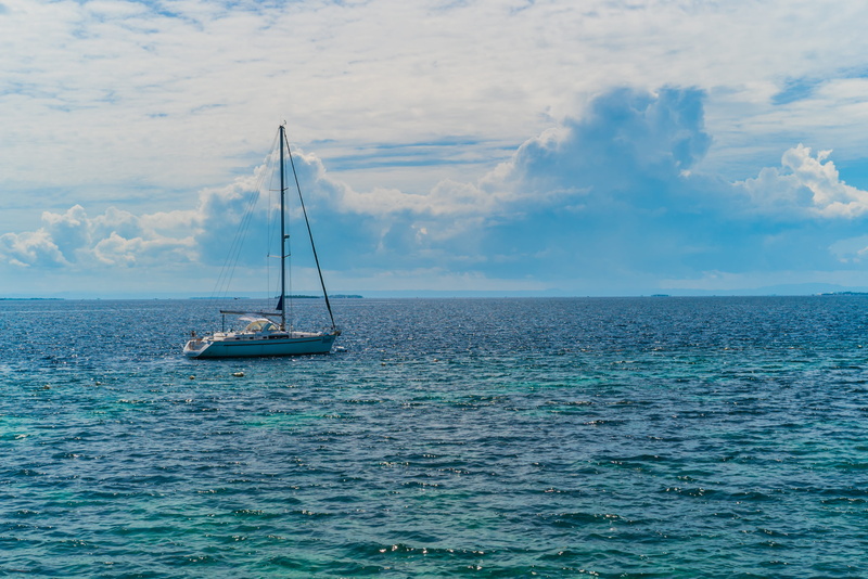 sailing, recreation area, yacht, recreation, beach, mast, nature, scenics - nature, transportation, white, 4K, luxury, body of water, horizon over water