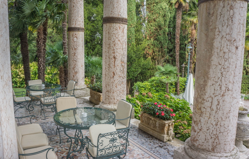 landscape, summer, architecture, near, sunny, lake garda, potted plant, sirmione, bistro, tree, table, resort, 5K, beauty in nature, tree trunk, no people