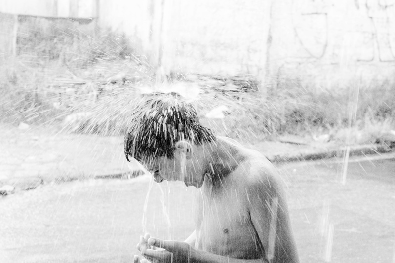 focus on foreground, ice bucket challenge, digital composite, teenager, standing, adult, fresh, young adult, cold, leisure activity, 4K, raining, side view