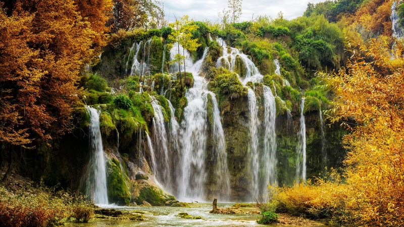 national, rock, croatia, falling water, change, solid, no people, nature, flowing, outdoors, tree, 4K, plitvice, park, rainforest, scenery